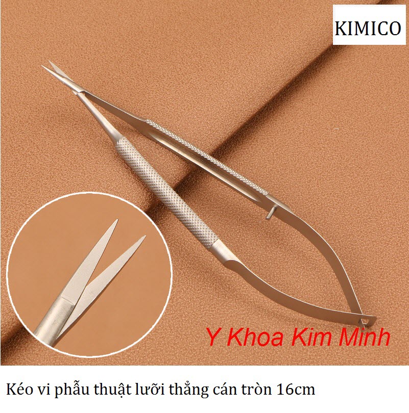 Kéo vi phẫu thuât lưỡi thẳng cán tròn 16cm