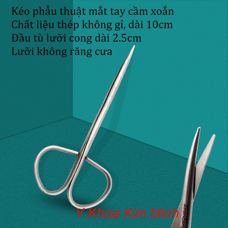 Kéo y tế phẫu thuật đầu tù lưỡi cong thép không gỉ dài 10cm
