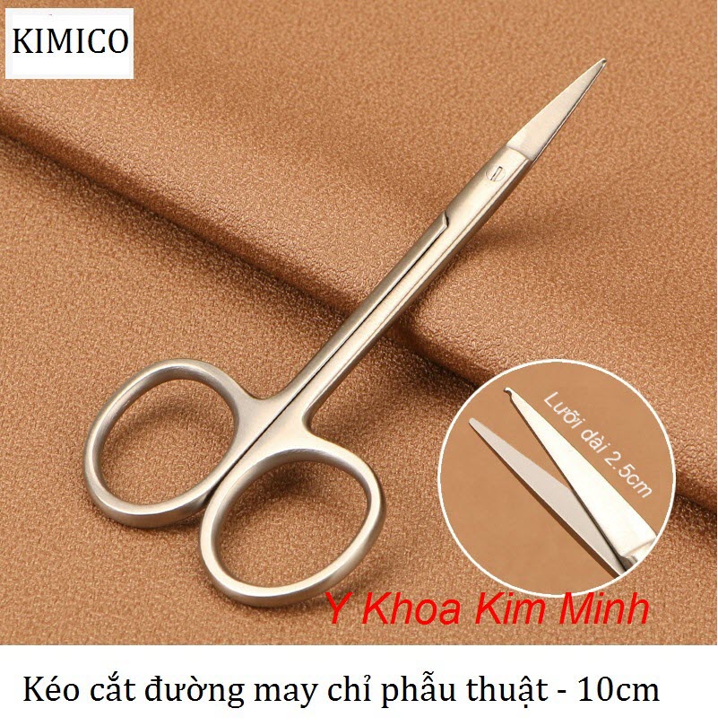 Kéo y tế cắt chỉ khâu phẫu thuật mắt đầu nhọn dài 10cm