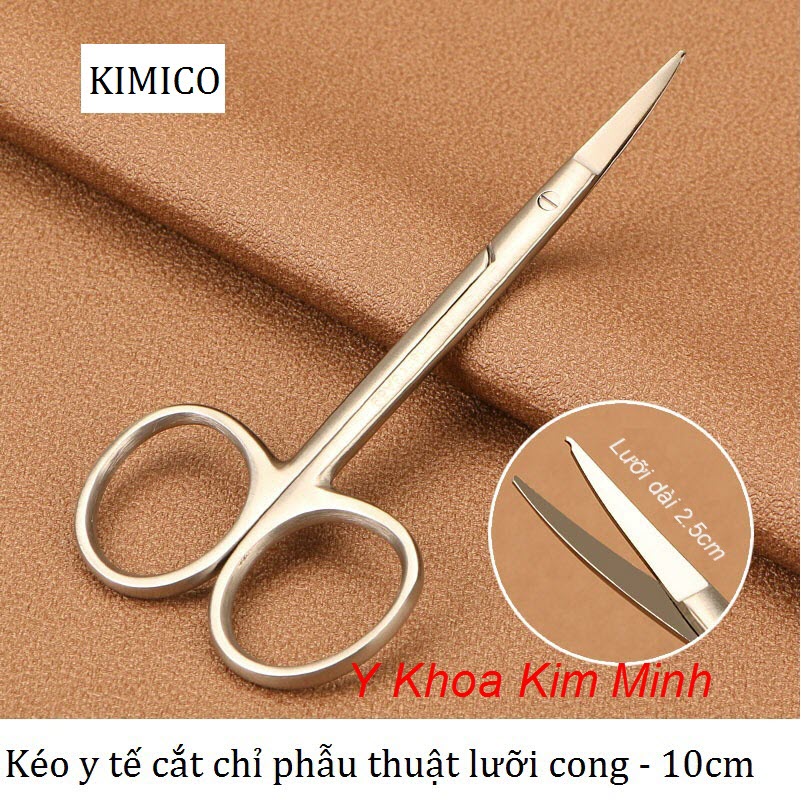 Kéo y tế lưỡi cong cắt chỉ khâu phẫu thuật mắt 10cm bán ở Y Khoa Kim Minh