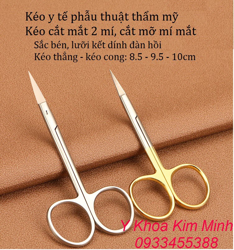 Kéo y tế vi phẫu thuật thẩm mỹ mắt, kéo cắt chỉ, kéo cắt mỡ mí mắt, kéo cắt mắt 2 mí