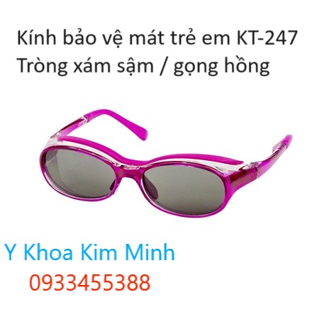 Kính bảo vệ mát trẻ em dưới 6 tuổi tròng xám sậm, gọng màu hồng