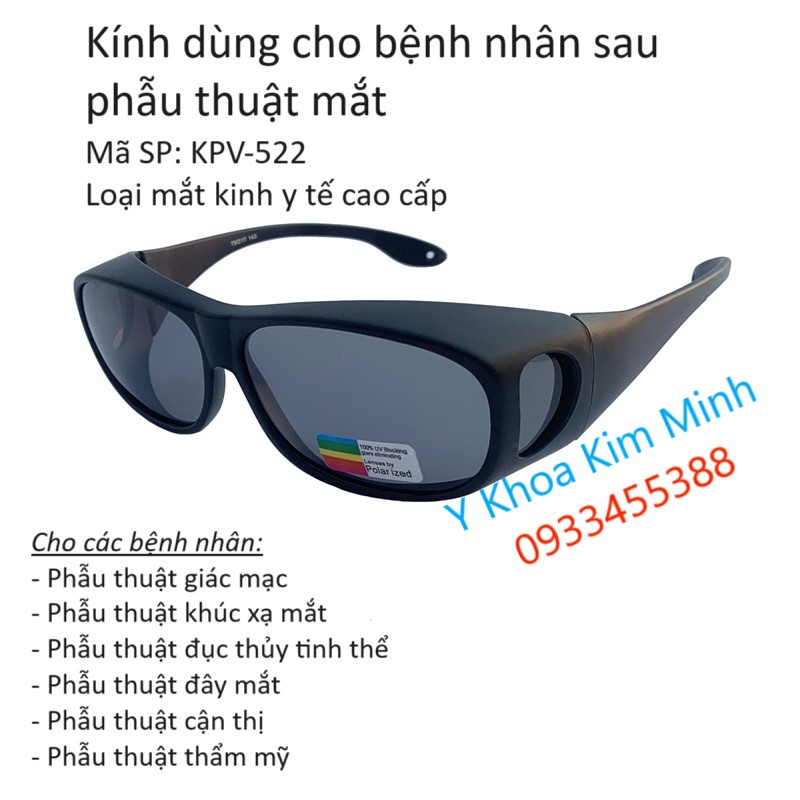 KÍnh y tế bảo vệ mắt bệnh nhân sau phẫu thuật giác mạc, phẫu thuật đáy mắt, phẫu thuật thẩm mỹ, mã số KPV-522