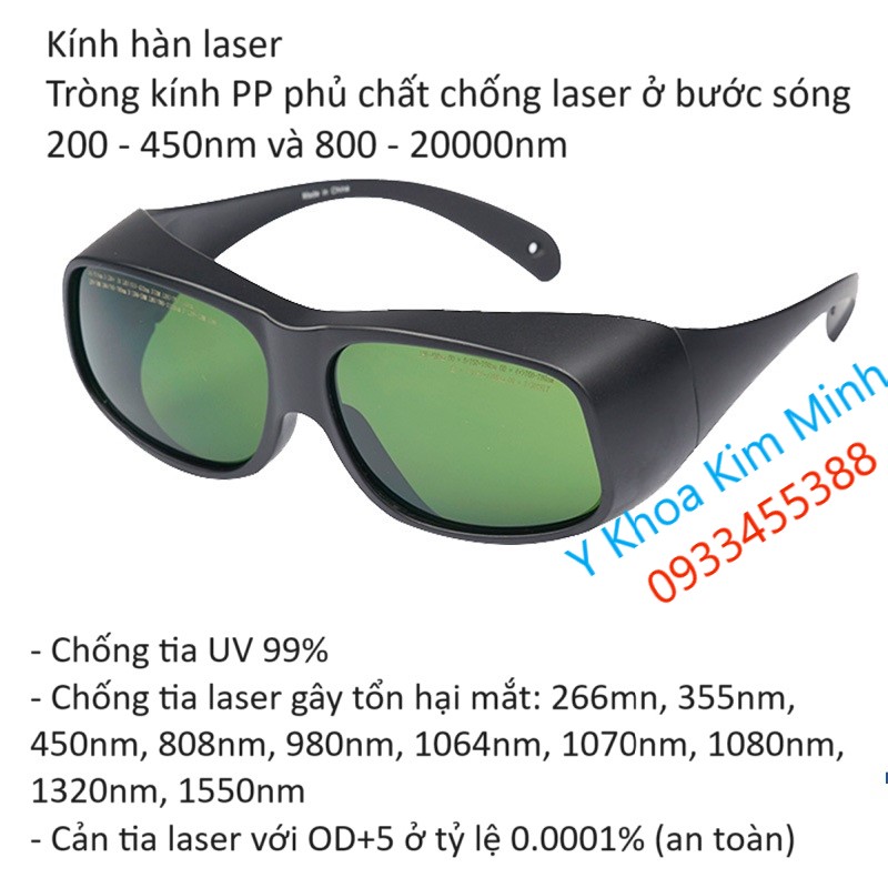 Kính hàn laser công nghiệp tròng kính xanh lá bước sóng 200-450nm, 800-2000nm
