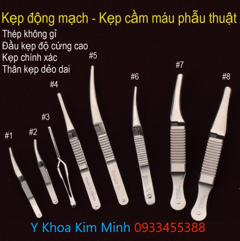 Kẹp cầm máu động mạch, kẹp cầm máu tĩnh mạch, kẹp micro tweezers dùng trong phẫu thuật lâm sàng y tế