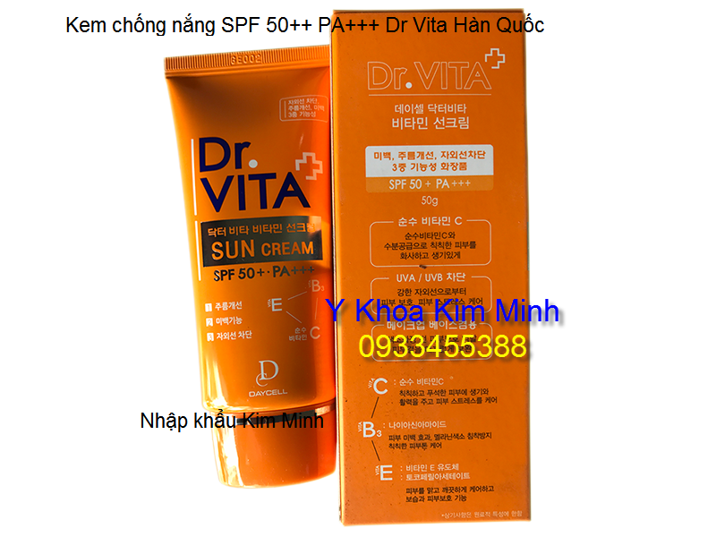 Noi ban kem chong nang han quoc SPF 50+ PA+++ Dr Vita Korea Han quoc tai tp hochiminh Y Khoa Kim Minh