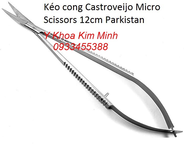 Kéo cong Curved Castroveijo Micro Scissors 12cm Titanium Parkistan