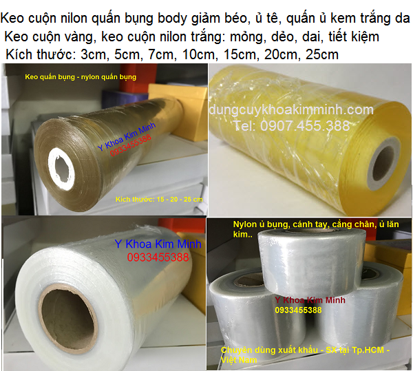 Keo cuộn nilon dùng trong thẩm mỹ viện spa quấn giảm béo, hấp trắng, ủ kem tê - Y khoa Kim Minh