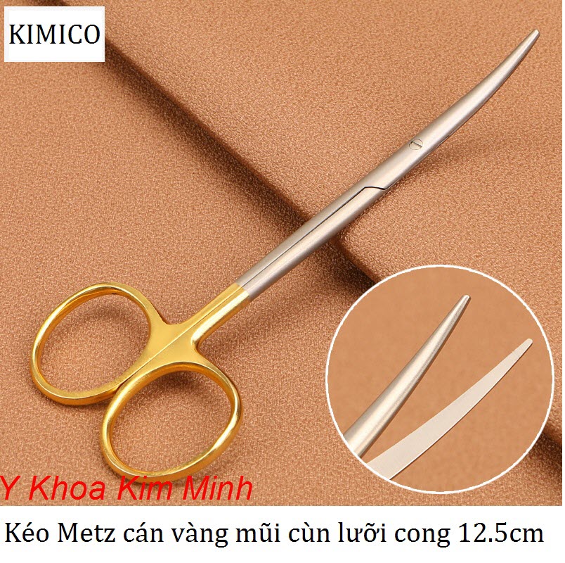 Kéo metz cán vàng đầu tù lưỡi cong 12.5cm