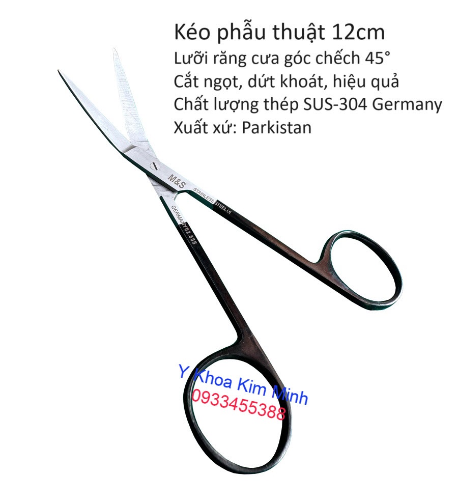 Kéo phẫu thuật mũi dùng cắt vách ngăn mũi 12cm M&S Parkistan bán ở Y Khoa Kim Minh