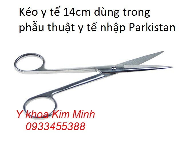 Kéo y tế dùng trong phẫu thuật y tế 14cm đầu thẳng nhọn Parkistan