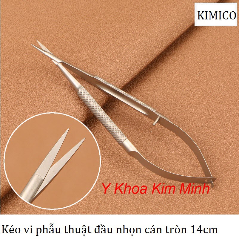 Kéo vi phẫu lưỡi thẳng cán tròn 14cm