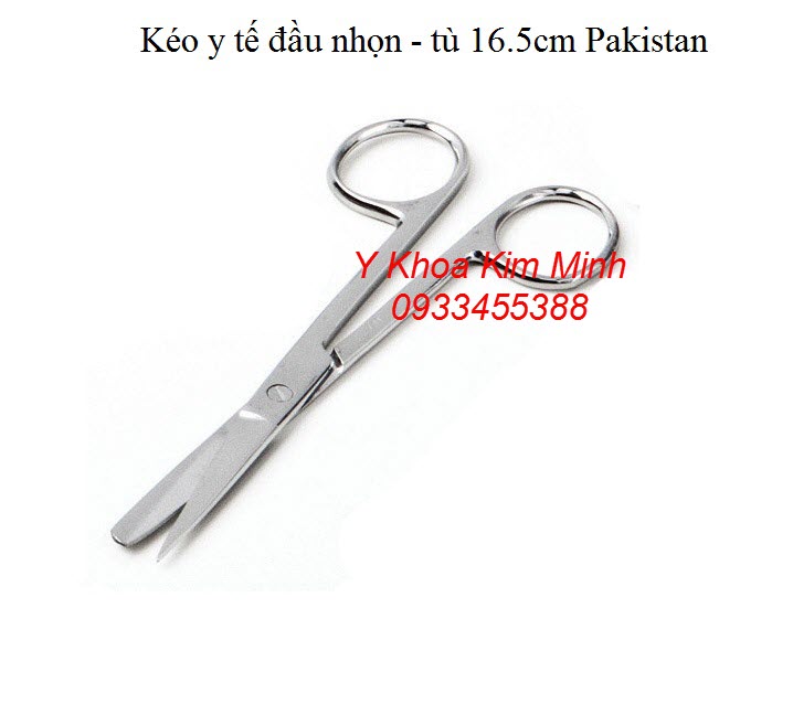 Kéo y tế đầu nhọn-tù dài 16.5cm Pakistan - Y khoa Kim Minh