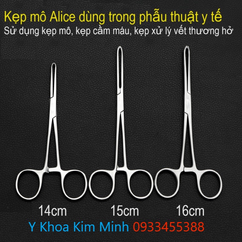 Kẹp mô alice hay còn gọi là kẹp răng chuột dùng để cầm máu và kẹp vết thương hở dài 14cm 15cm 16cm
