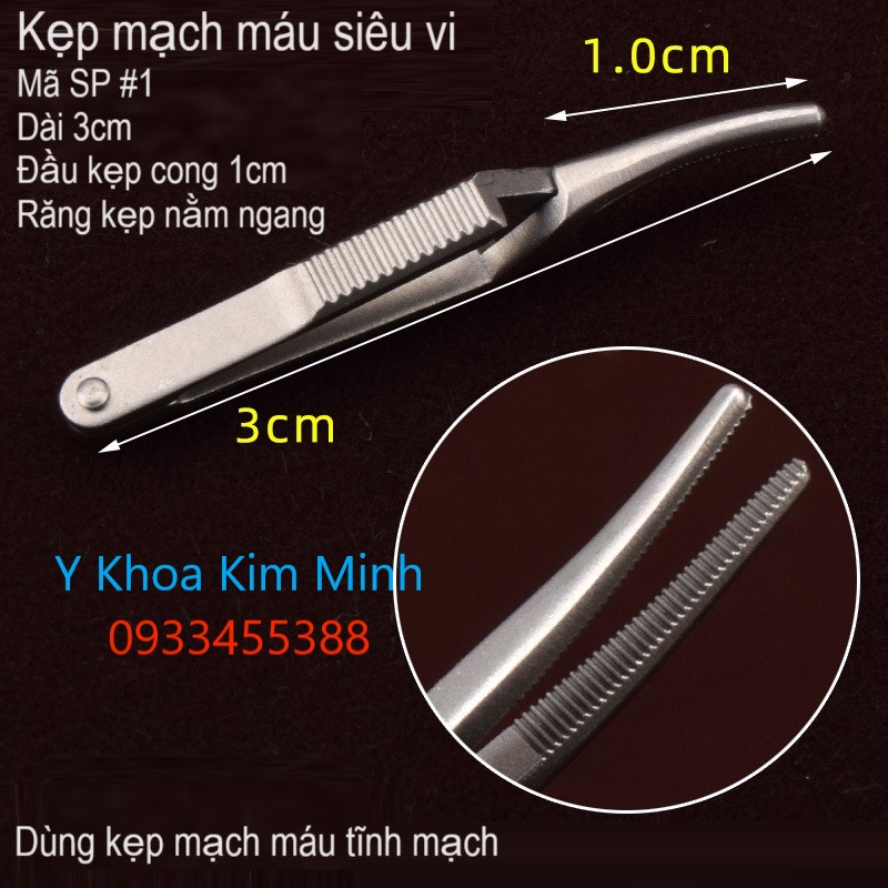 Kẹp mạch máu tĩnh mạch 3cm đầu cong #1