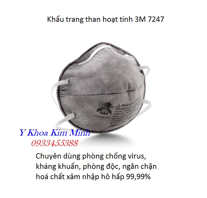 3M 8247 là loại khẩu trang than hoạt tính chuyên phòng chống lây nhiễm virus gây bệnh viêm hô hấp cấp - Y Khoa Kim Minh