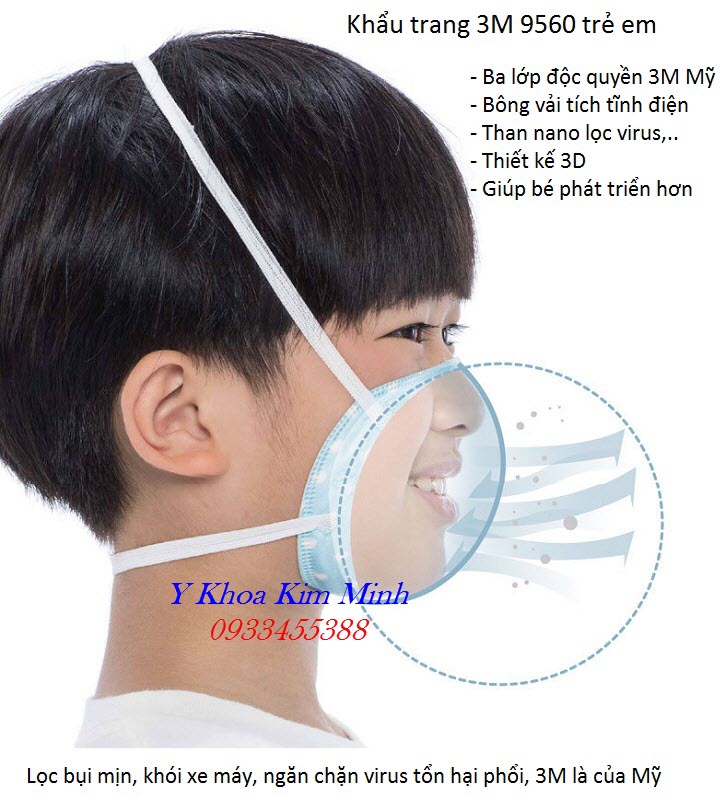 Khẩu trang y tế 3M 9560 dùng cho trẻ em là loại khẩu trang tốt nhất hiện nay - Y Khoa Kim Minh