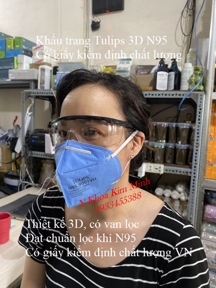 Khẩu trang Tulip 3D N95 có van lọc khí, đã kiểm định chất lượng sản phẩm tại VN - Y khoa Kim Minh