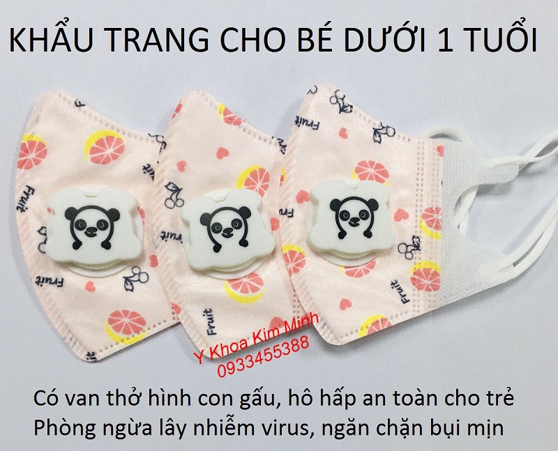 Khẩu trang em bé dưới 1 tuổi là loại khẩu trang giấy dùng 1 lần, có van thở