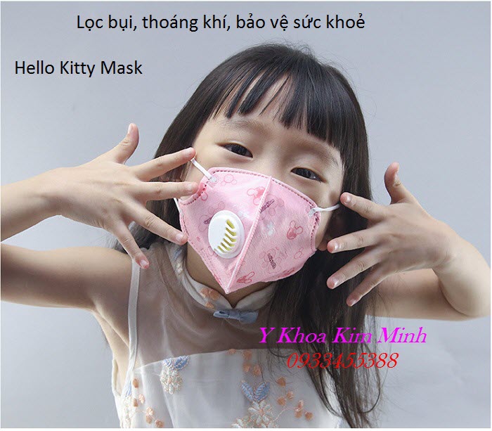 Hello Kitty Mask, khẩu trang trẻ em có chức năng lọc bụi mịn và van thở - Y Khoa Kim Minh