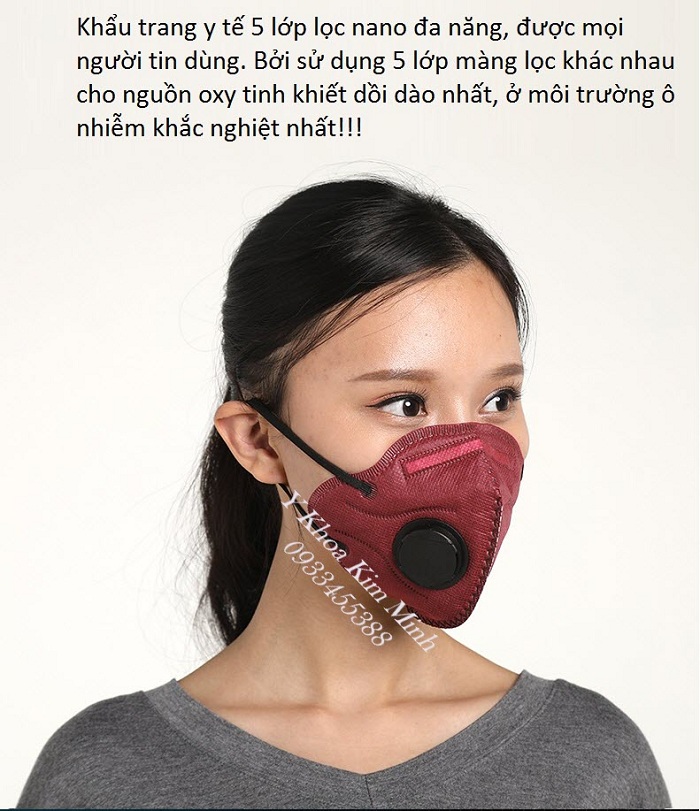 Khau trang y te 5 lop cong nghe loc 3D mang sinh hoc hieu qua ngan can khong khi o nhiem PM2.5 - Y Khoa Kim Minh