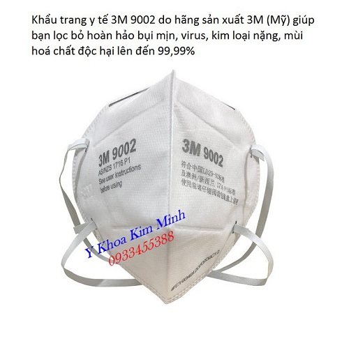 Khẩu trang y tế 3M 9002 chất lượng cao cấp dùng trong phòng dịch virus Covid-19 - Y Khoa Kim Minh