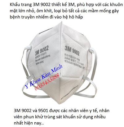 Khẫu trang y tế 3M 9002 có khả năng kháng khuẩn, phòng chống lây nhiễm virus - Y Khoa Kim Minh