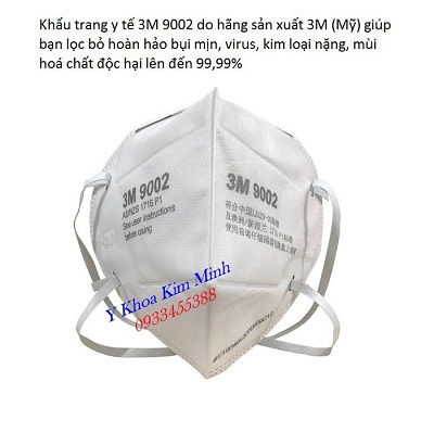 Khẩu trang y tế phòng dịch hãng sản xuất 3M của Mỹ mã 9002 - Y khoa Kim Minh