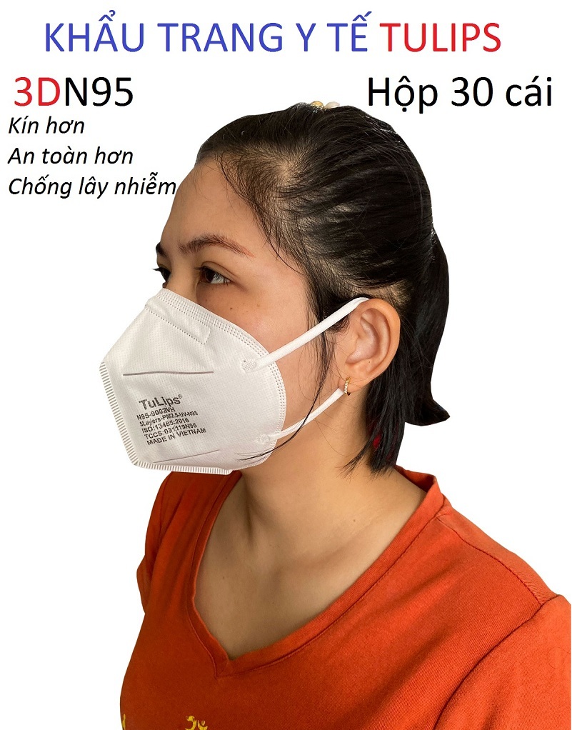 Khẩu trang N95 Tulips có khả năng chống lây nhiễm virus cúm covid-19 cấp độ 2-3