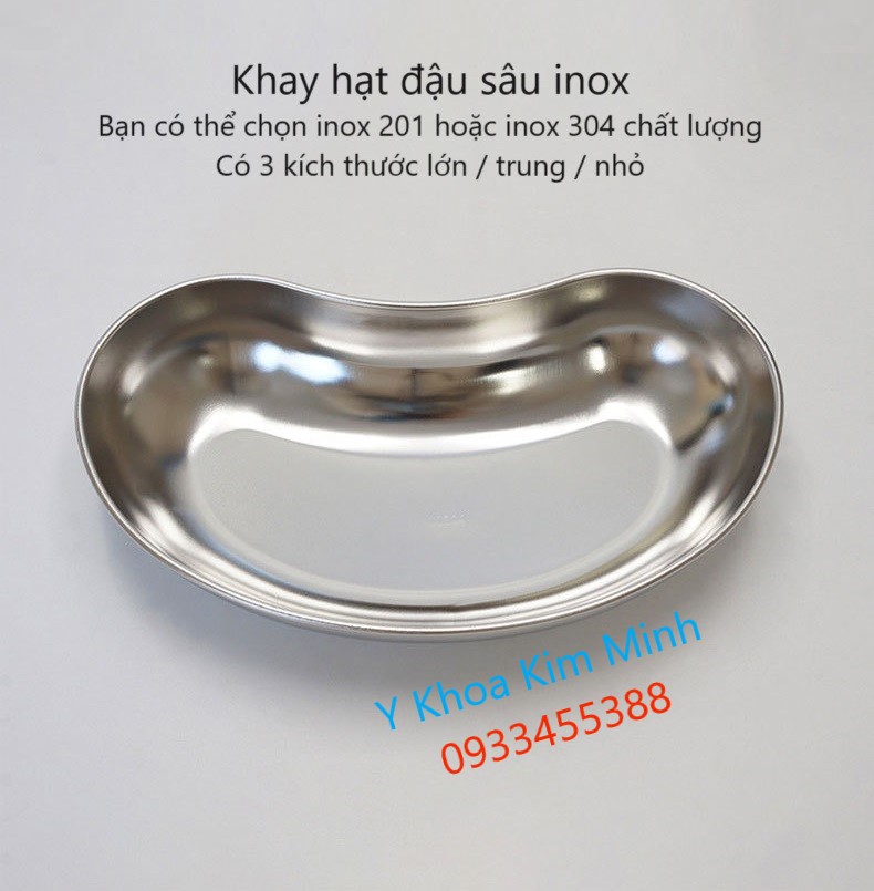 Khay inox hạt đậu sâu 201 hoặc 304 chất lượng dùng cho y tế bán ở Tp.HCM