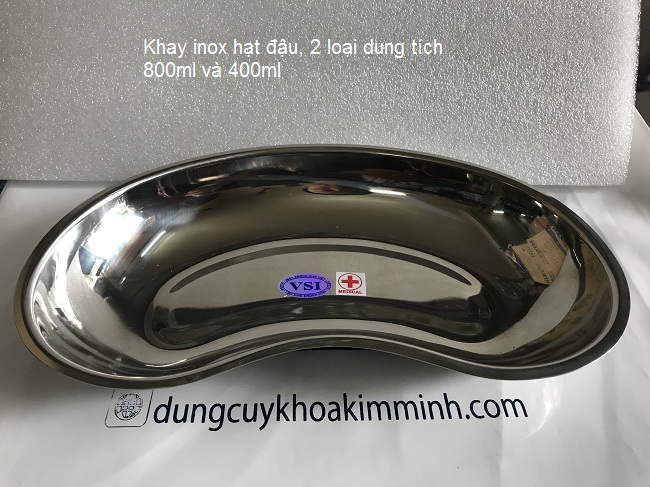 Khay inox hạt đậu dùng trong y tế 800ml và 400ml - Y Khoa Kim Minh Khay inox hat dau dung tich 800ml và 400ml dùng trong y tế - Y khoa Kim Minh