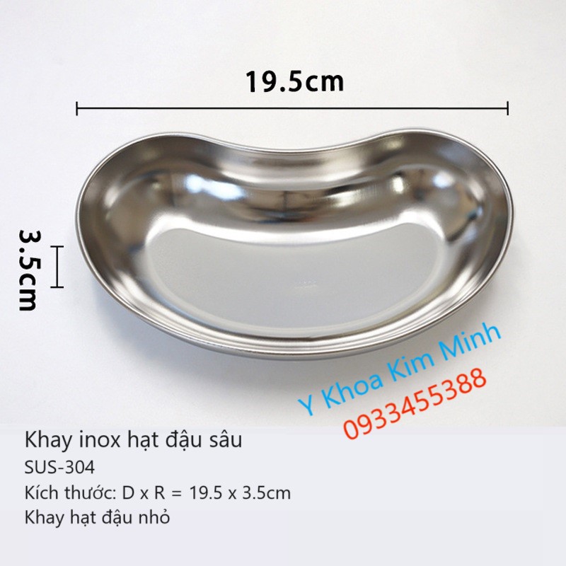 Khay inox hạt đậu sâu nhỏ 19.5cm x 3.5cm inox 304 chất lượng bán ở Tp.HCM