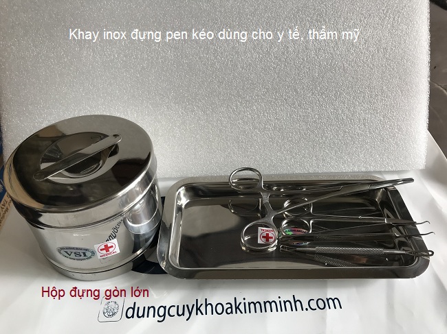 Khay inox y te, hộp đựng gòn inox dùng trong y tế - Y khoa Kim Minh Khay inox, hop dung gon dung trong y te - Y Khoa Kim Mnh