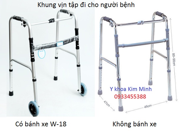 Khung vin tap di bang nhom cho nguoi benh khong banh xe va co banh xe - Y khoa Kim Minh