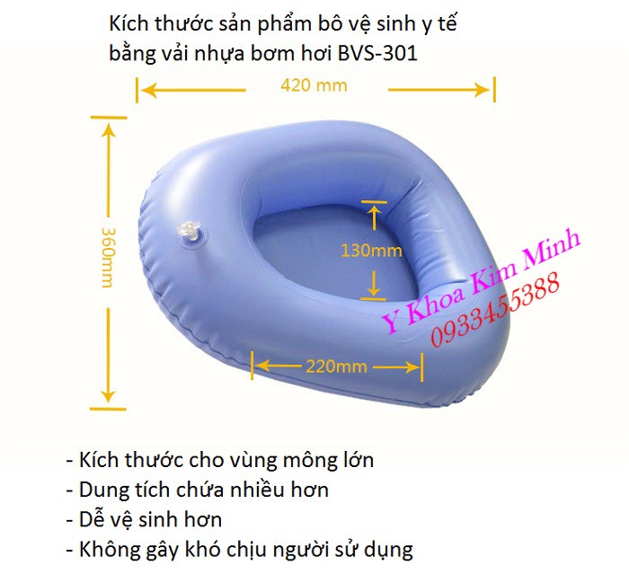 Bô vải nhựa bơm khí dùng vệ sinh cho người bệnh, người già nằm liệt giường - Y Khoa Kim Minh