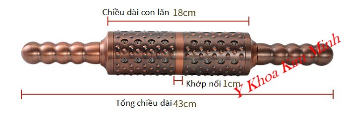 Kích thước tổng thể lăn ngải cứu đồng đôi - Y Khoa Kim Minh Kích thước thực tế của con lăn ngải đồng đôi cao cấp - Y Khoa Kim Minh