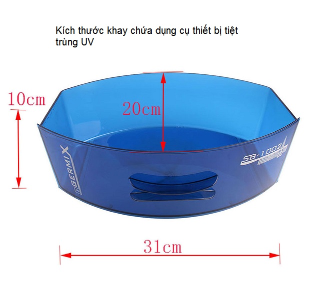 Kích thước khay chứa dụng cụ thiết bị pen kéo tiệt trùng UV - Y khoa Kim Minh