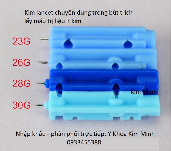 Kim lancet dùng cho bút trích máu vật lý trị liệu 3 kim - Y Khoa Kim Minh Kim lancet dùng trong bút trích máu loại 3 kim - Y Khoa Kim Minh