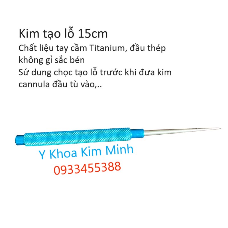 Kim tạo lỗ 15cm có công dụng trích mở lỗ trên da trước khi tiến hành đưa kim cannula đầu tù vào tiến hành phẫu thuật hút mỡ, tiêm mỡ tự thân