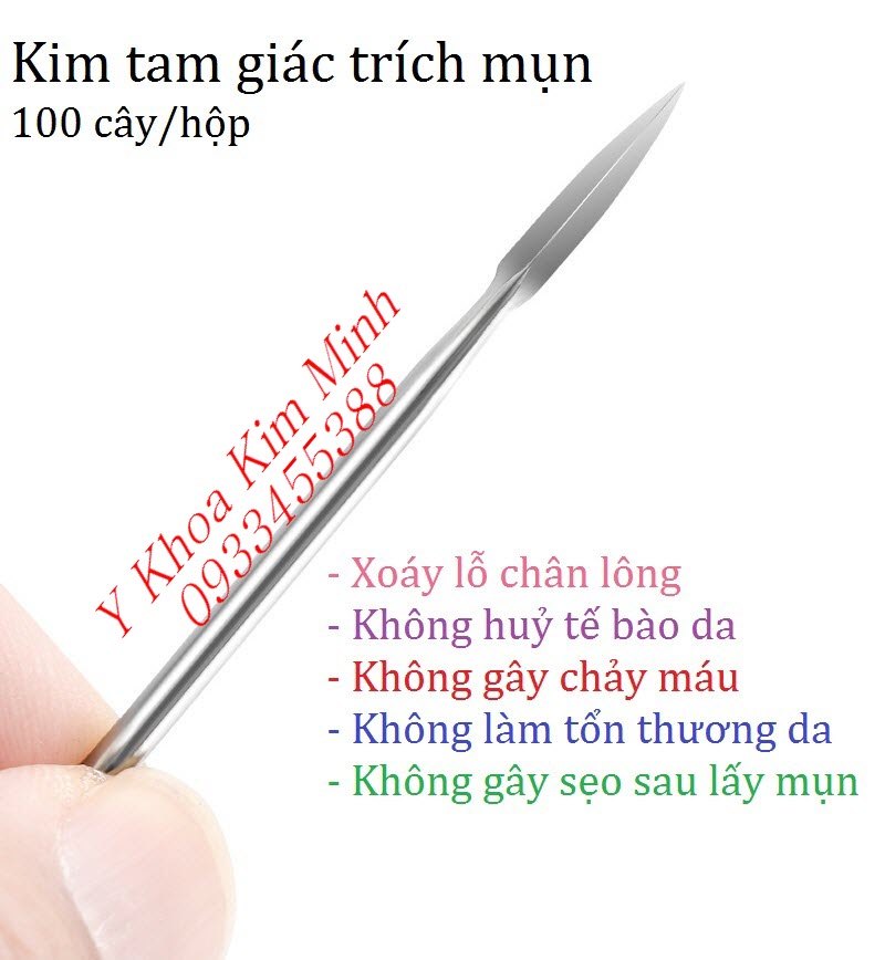 Kim tam giác chích lễ mụn không gây tổn thương da