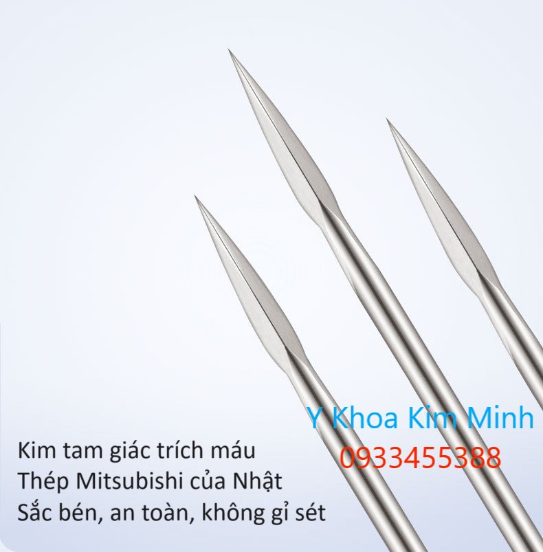 Kim tam giác dùng để trích lấy máu như giác hơi, châm cứu, khai huyệt đạo dùng trong ngành vật lý trị liệu