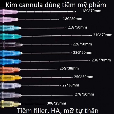 Kim cannula dùng tiêm meso, filler, tinh chất mỹ phẩm da vùng mặt