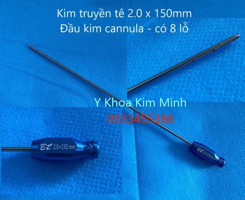 Kim truyền thuốc tê 2.0 x 150mm có 8 lỗ, kim cannula đầu tù dùng để truyền tê trước khi hút mỡ đùi mong dùng trong phẫu thuật thẩm mỹ