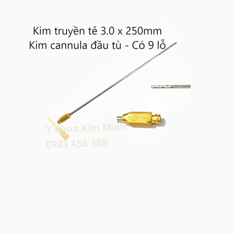 Kim truyền tê trước khi phẫu thuật hút mỡ bụng, kim cannula 3.0 x 250mm có 9 lỗ dùng tiêm thuốc tê phẫu thuật thẩm mỹ