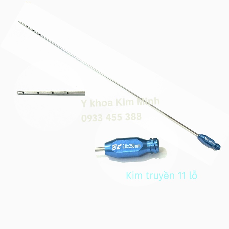 Kim truyền tê 2.0 x 250mm có 11 lỗ dùng tiêm thuốc tê vùng bụng trước khi hút mỡ bụng phẫu thuật thẩm mỹ