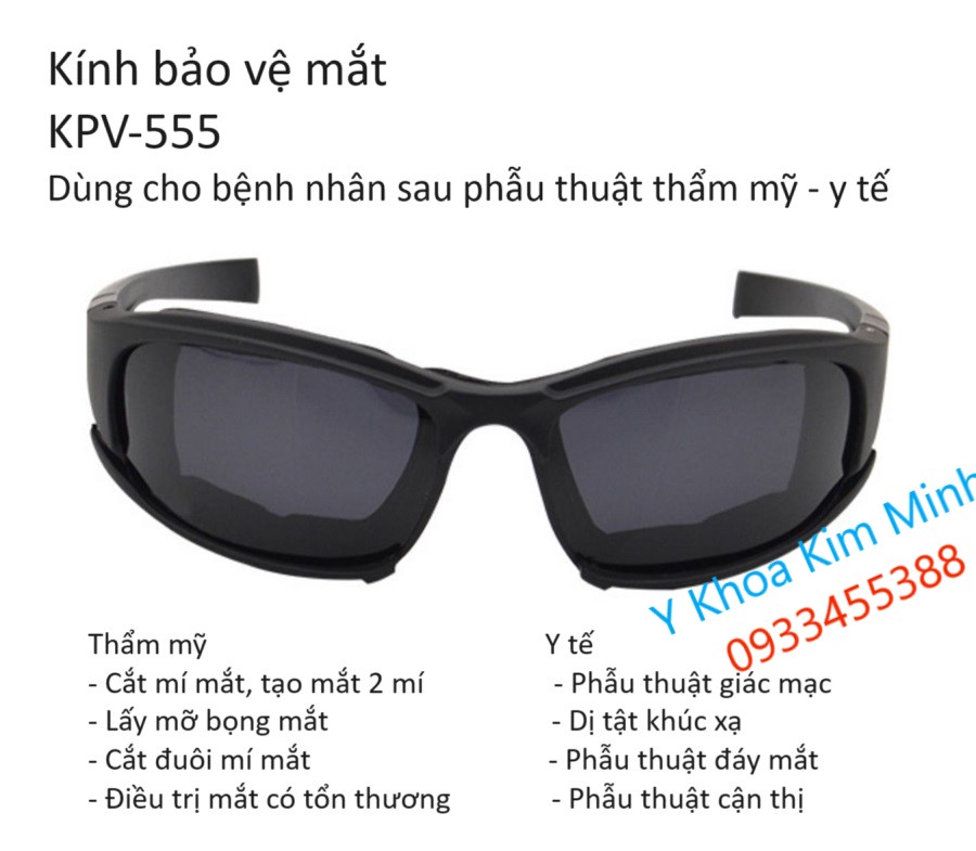 Kính bảo vệ mắt sau điều trị thẩm mỹ, cắt mí mắt, cắt mắt 2 mí, lấy bọng mắt, điều trị mắt bằng laser có tổn thương