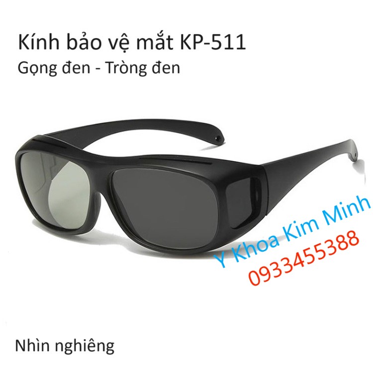 Kính bảo vệ mắt KPV-511 gọn đen tròng đen nhìn góc nghiêng