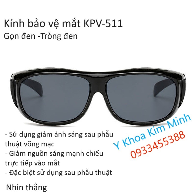 Kính bảo vệ mắt KPV-511 gọn đen tròng đen nhìn nghiêng