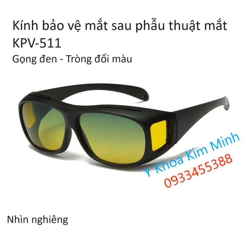 Kính bảo vệ mắt KPV-511 gọng đen tròng đổi màu nhìn nghiêng