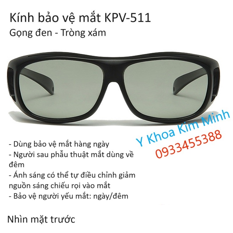 Kính bảo vệ mắt KP-511 tròng xám nhìn nghiêng dùng bảo vệ mắt sau điều trị phẫu thuật y tế